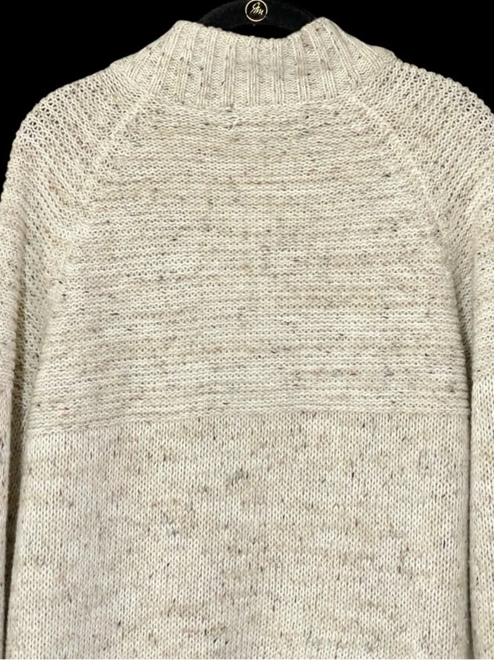 Vintage The Broadway Fisherman Sweater L Full Zip Cable Knit Oatmeal Coastal